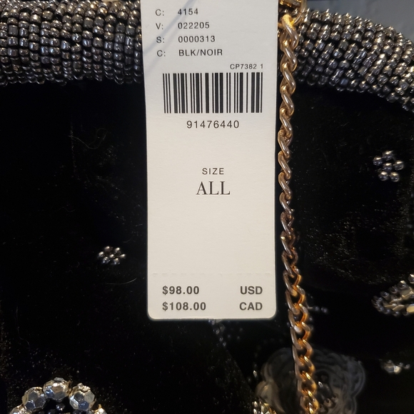 Anthropologie Elegant Black Velvet Beaded Evening Clutch Bag - Picture 3 of 14